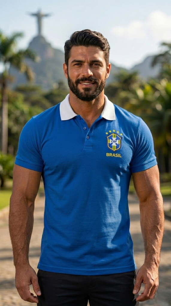 Camisa Gola Polo Do Brasil azul