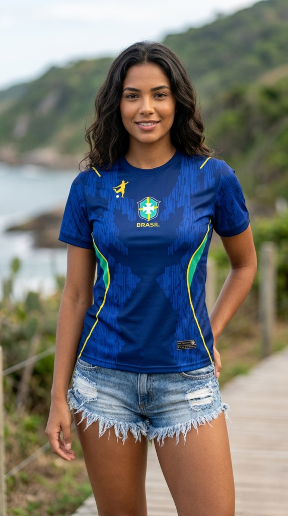Camiseta Copa 2026 Esportiva Dryfit 100% azul feminina