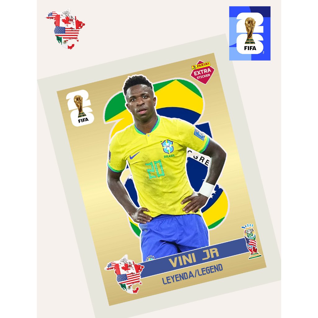 album copa 2026 word cup, figurinhas do jogador do brasil viny jr.