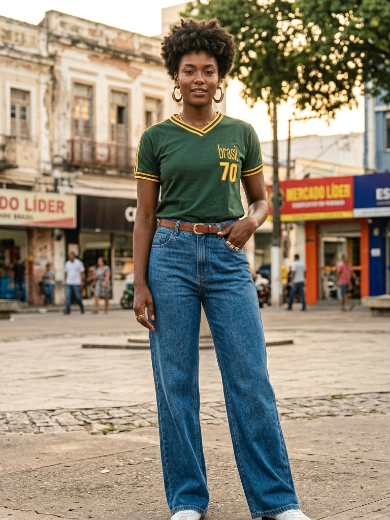 camisa retrô brasil verde feminino